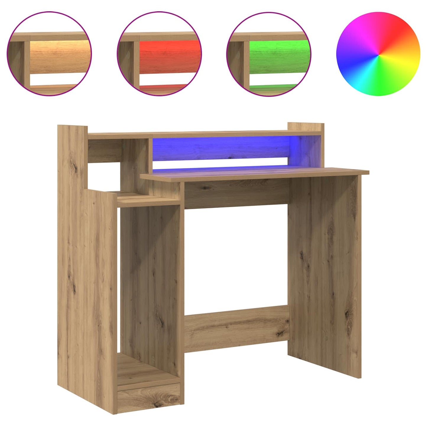 Desk with Shelf Artisan Oak 97 x 45 x 90 cm Engineered Wood