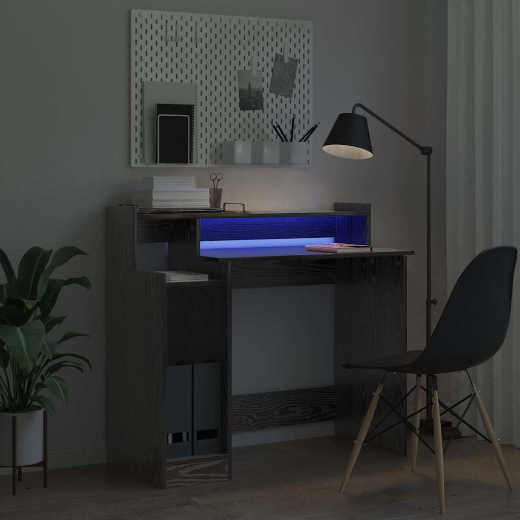 Desk with Shelf Black Oak 97 x 45 x 90 cm Engineered Wood