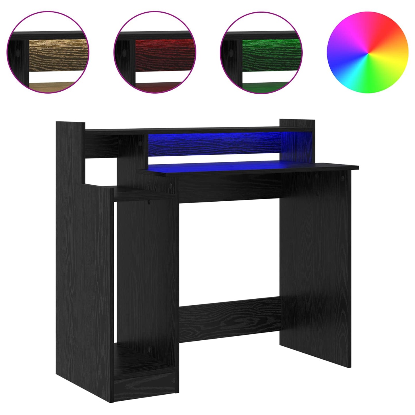 Desk with Shelf Black Oak 97 x 45 x 90 cm Engineered Wood