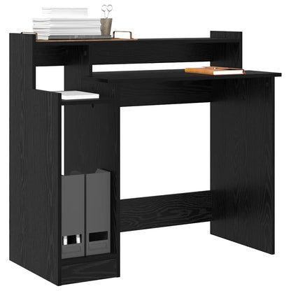 Desk with Shelf Black Oak 97 x 45 x 90 cm Engineered Wood