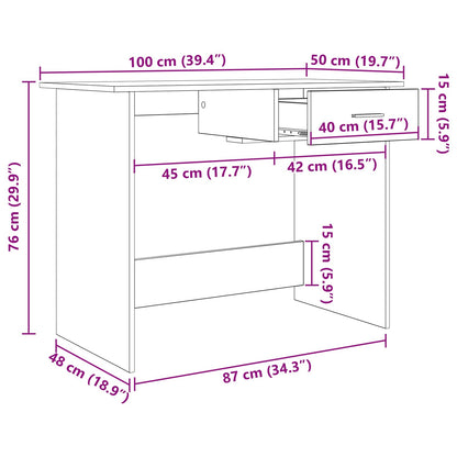 Desk Artisan Oak 100 x 50 x 76 cm Engineered Wood