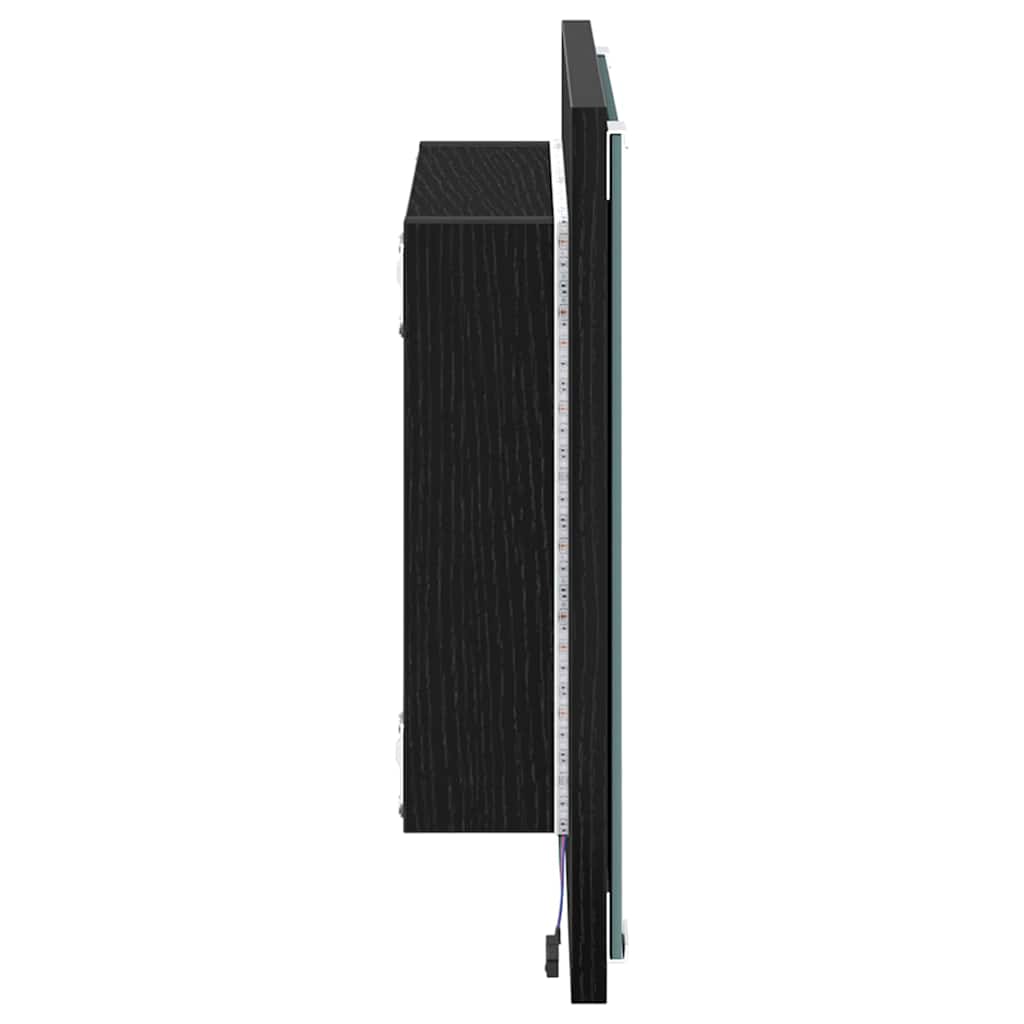 LED Bathroom Mirror Black Oak 40 x 37 x 8.5 cm Engineered Wood
