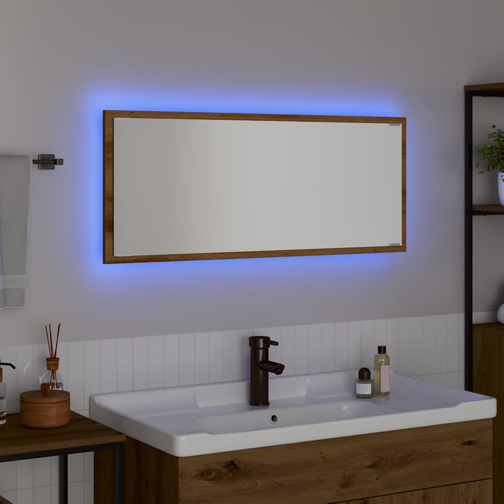 Mirror with Mirror Artisan Oak 90 x 8.5 x 37 cm Engineered Wood