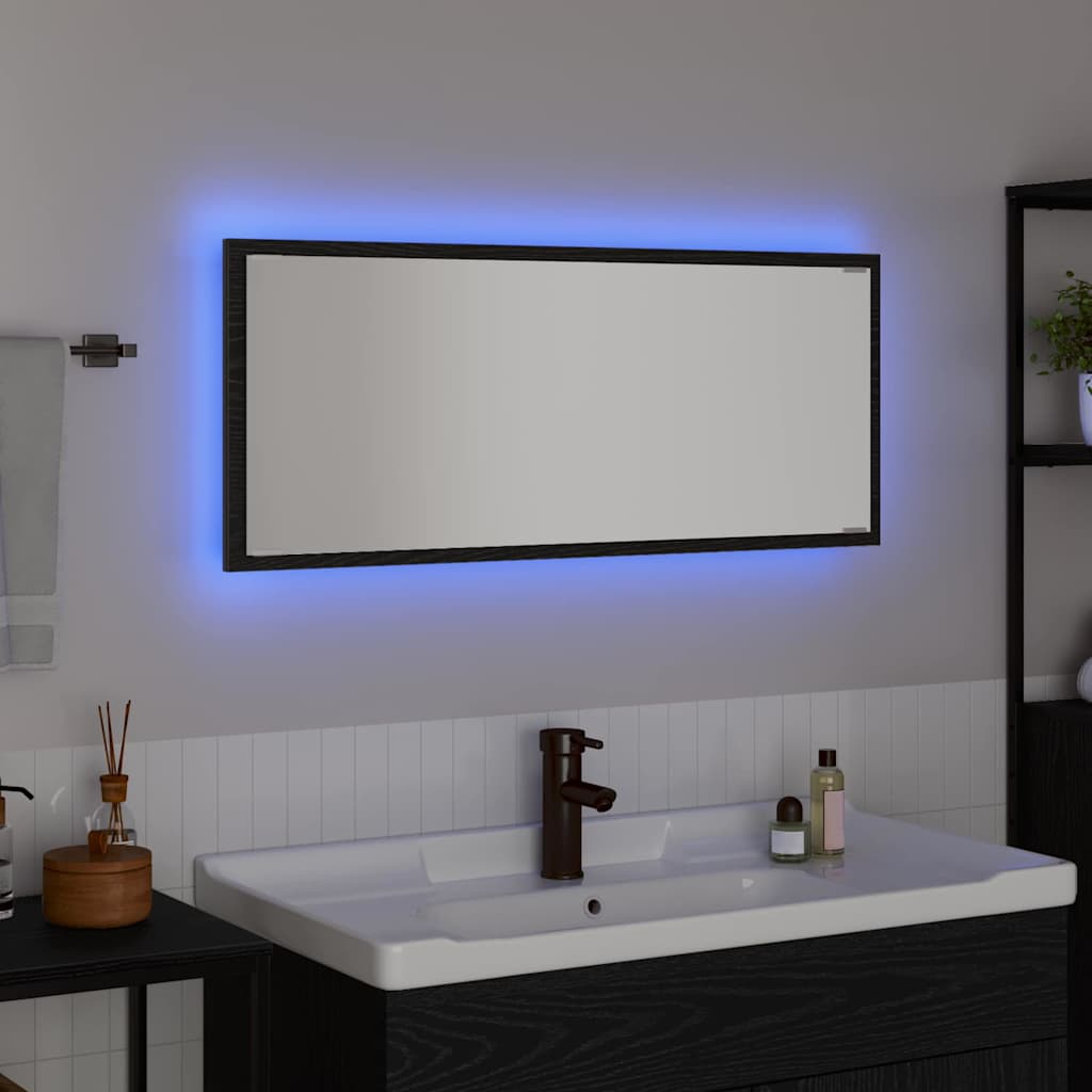 Mirror Wall-mounted Black Oak 90 x 8.5 x 37 cm Engineered Wood
