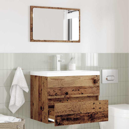 Bathroom Furniture Set 2 pcs Old Wood Engineered Wood and Metal