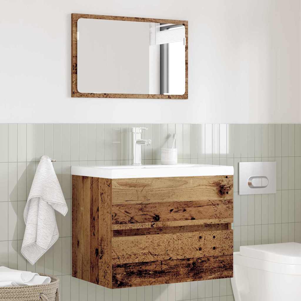 Bathroom Furniture Set 2 pcs Old Wood Engineered Wood and Metal