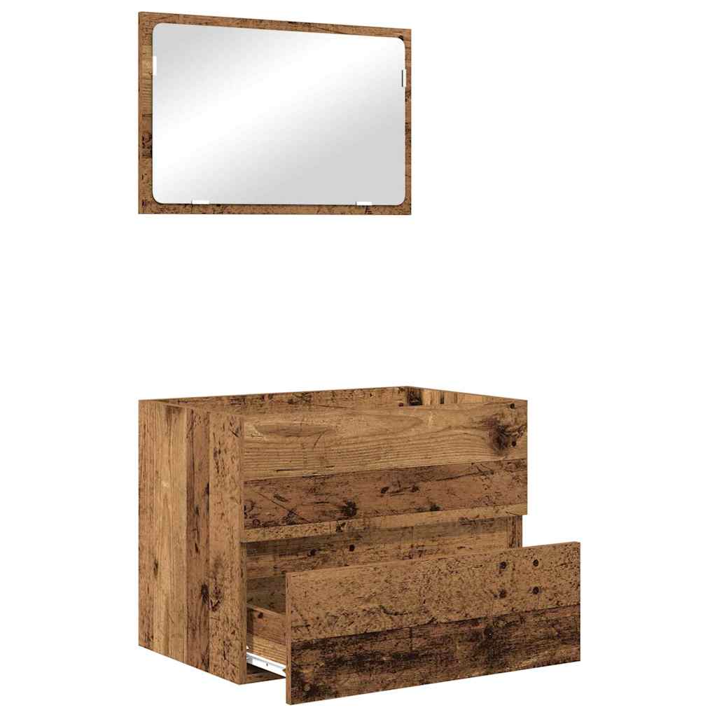 Bathroom Furniture Set 2 pcs Old Wood Engineered Wood and Metal