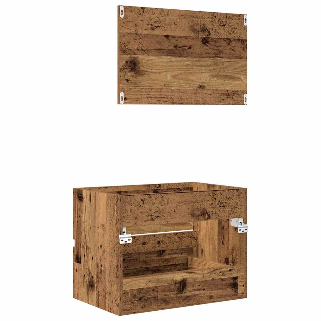 Bathroom Furniture Set 2 pcs Old Wood Engineered Wood and Metal