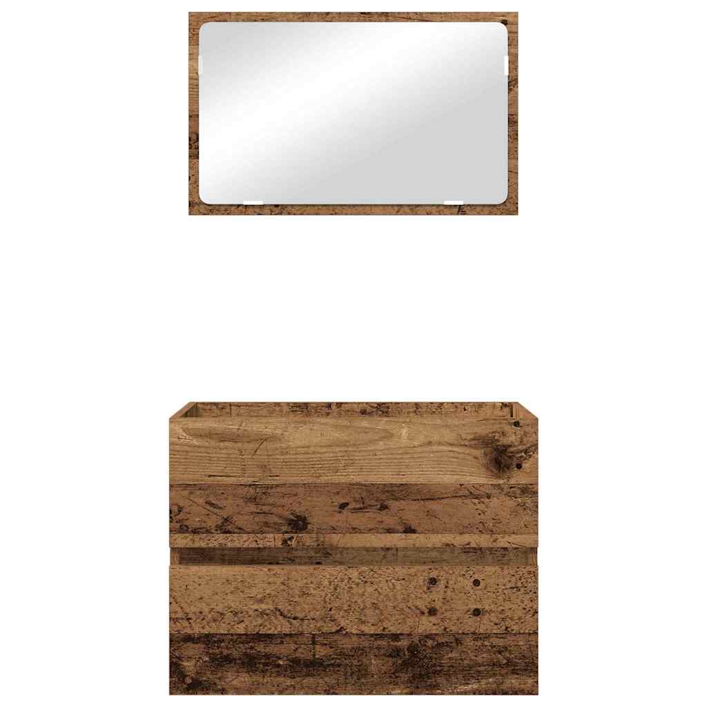 Bathroom Furniture Set 2 pcs Old Wood Engineered Wood and Metal
