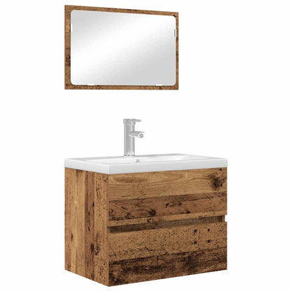 Bathroom Furniture Set 2 pcs Old Wood Engineered Wood and Metal