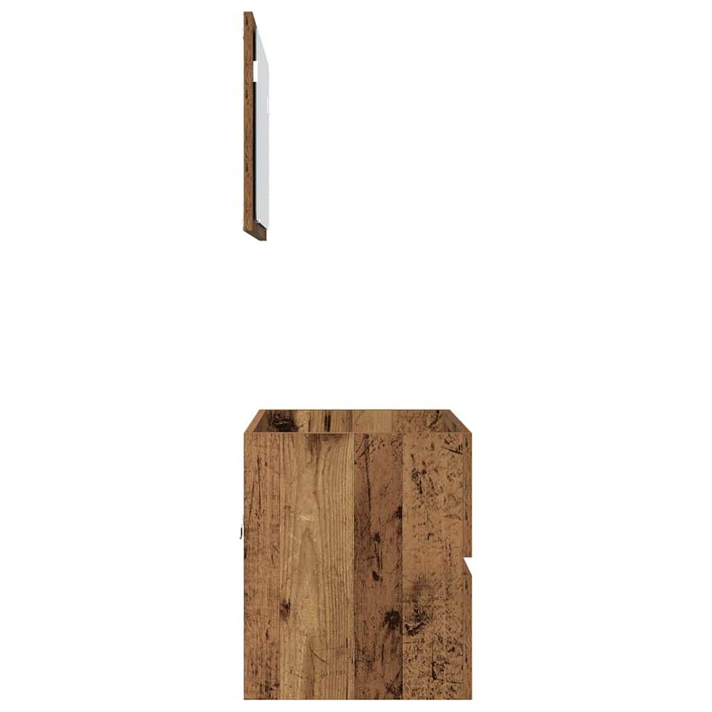 Bathroom Furniture Set 2 pcs Old Wood Engineered Wood and Metal