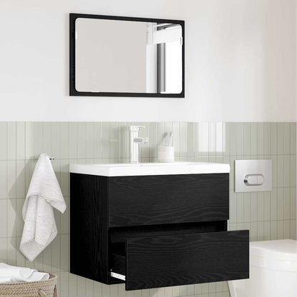 Bathroom Furniture Set with Drawer Wall-mounted 2 pcs Black Oak