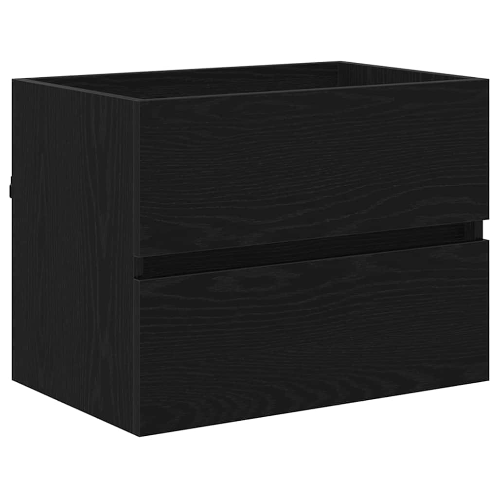 Bathroom Furniture Set with Drawer Wall-mounted 2 pcs Black Oak