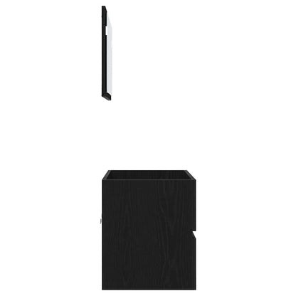Bathroom Furniture Set with Drawer Wall-mounted 2 pcs Black Oak