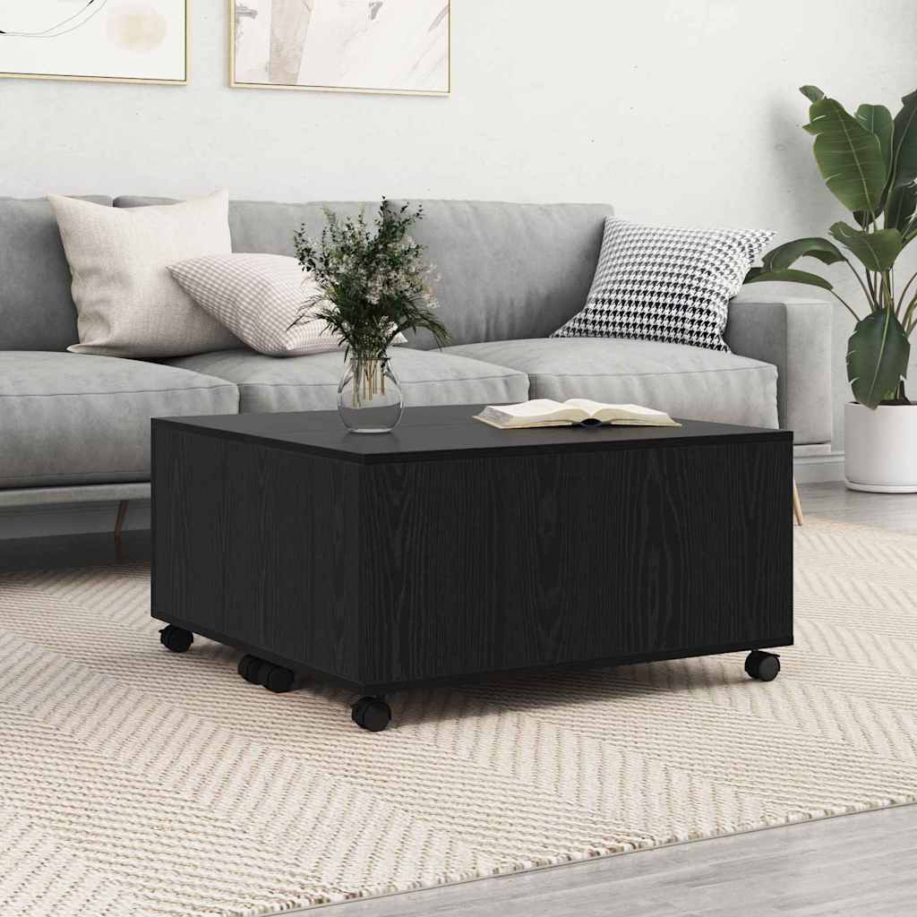 Coffee Table Black Oak 75 x 75 x 38 cm Engineered Wood