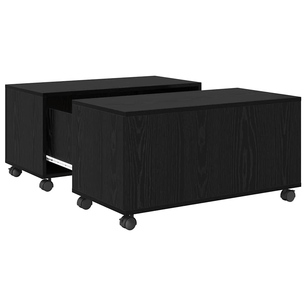 Coffee Table Black Oak 75 x 75 x 38 cm Engineered Wood