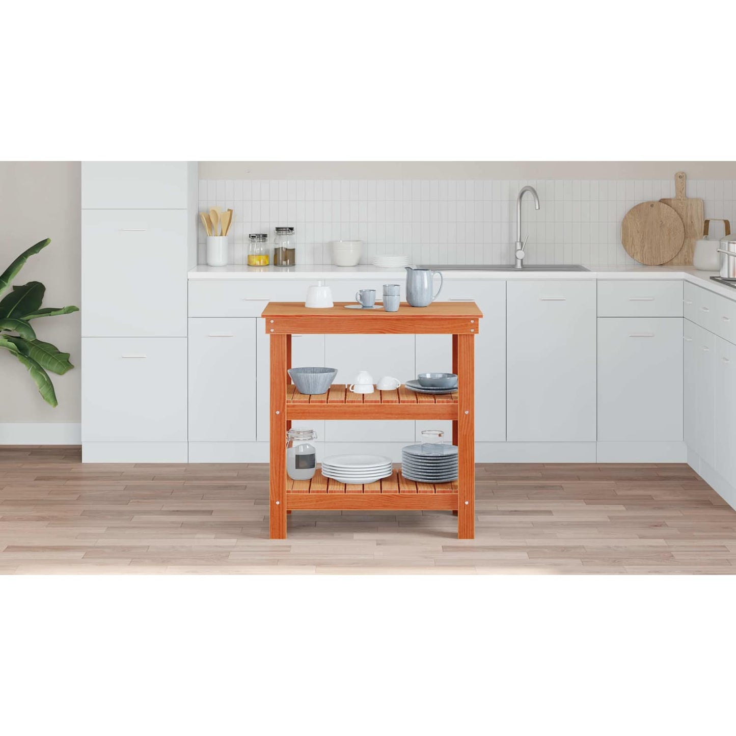 Work Bench Wax Brown 78.5 x 50 x 80 cm Solid Pine Wood