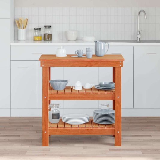 Work Bench Wax Brown 78.5 x 50 x 80 cm Solid Pine Wood