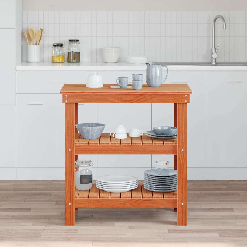 Work Bench Wax Brown 78.5 x 50 x 80 cm Solid Pine Wood