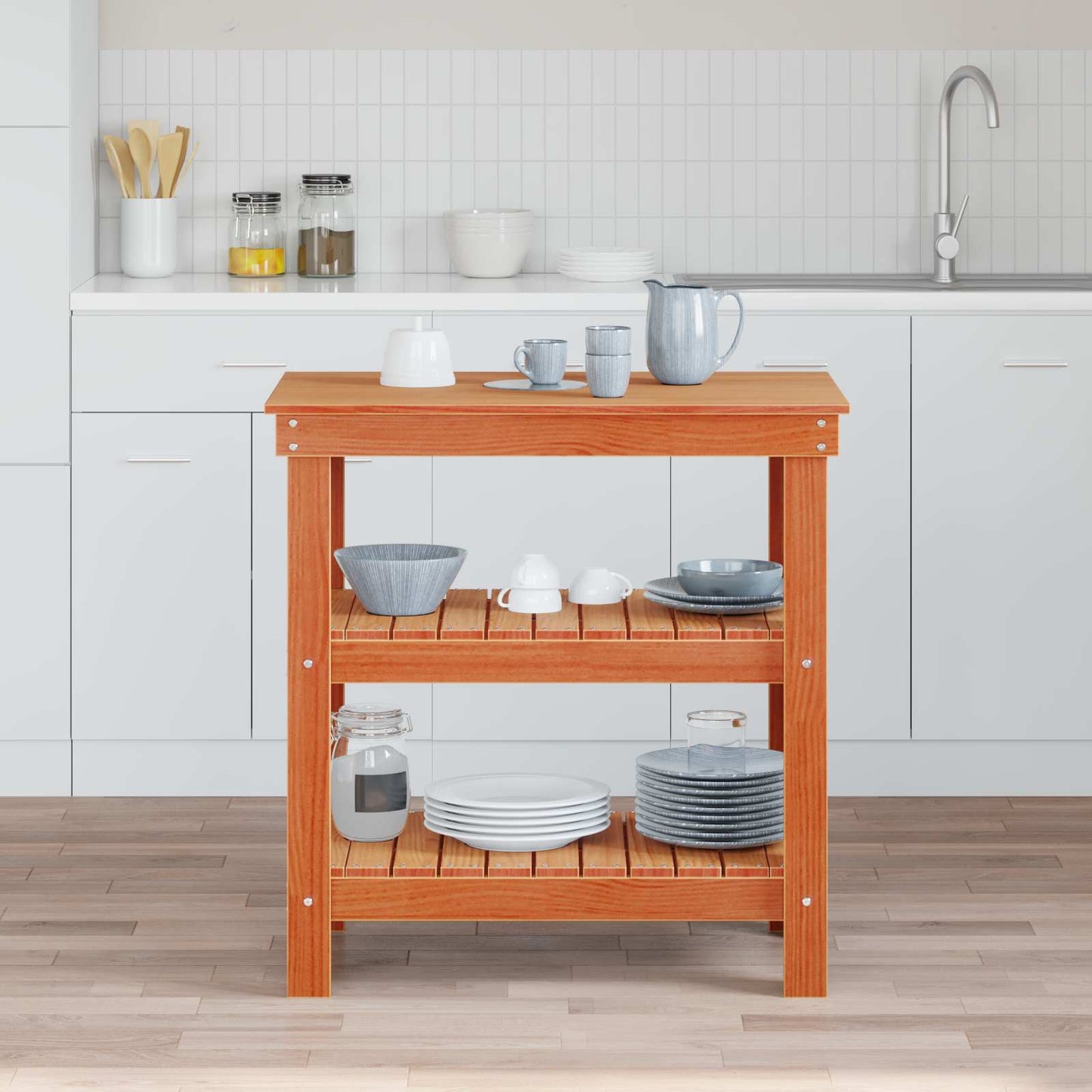 Work Bench with Shelf 78.5 x 50 x 80 cm Solid Pine Wood