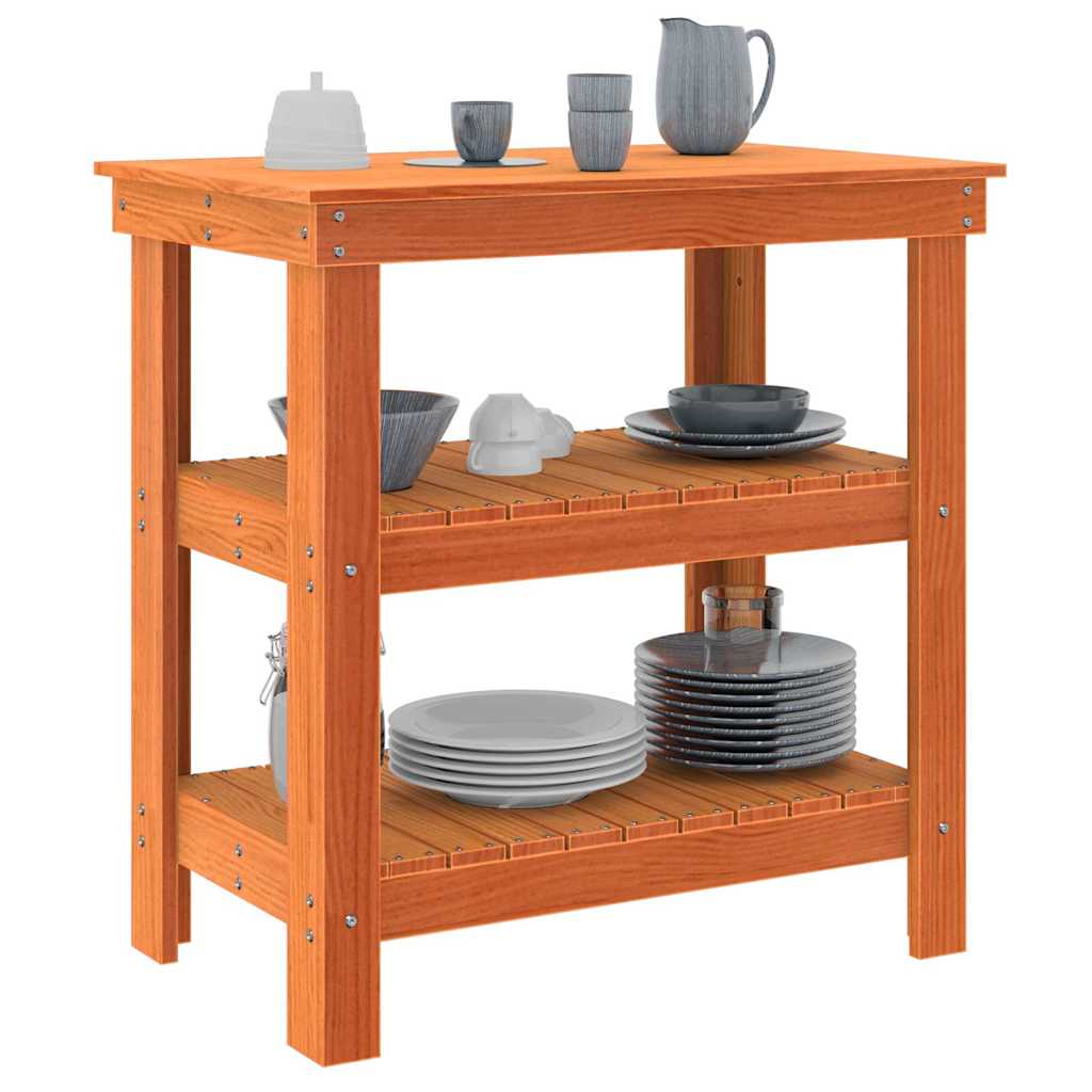 Work Bench Wax Brown 78.5 x 50 x 80 cm Solid Pine Wood