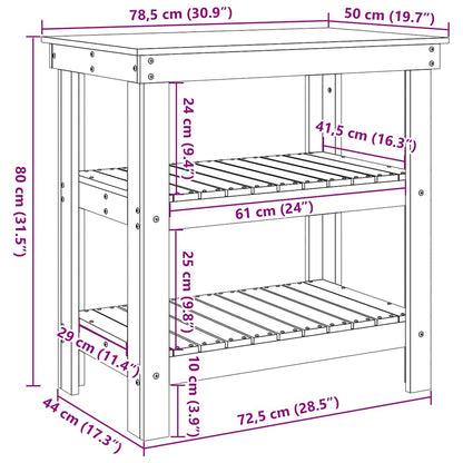 Work Bench Wax Brown 78.5 x 50 x 80 cm Solid Pine Wood