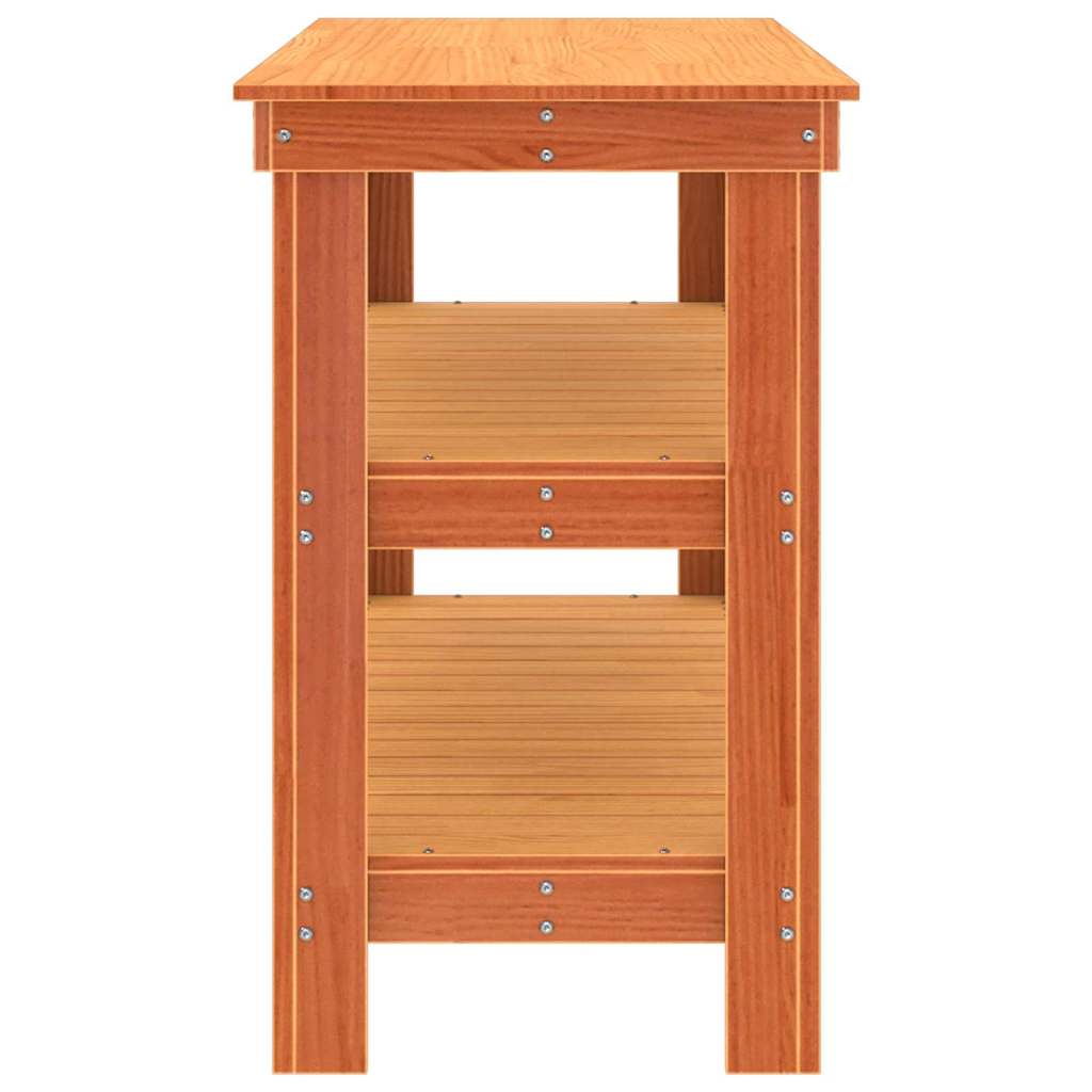 Work Bench Wax brown 110.5 x 50 x 80 cm Solid pine wood
