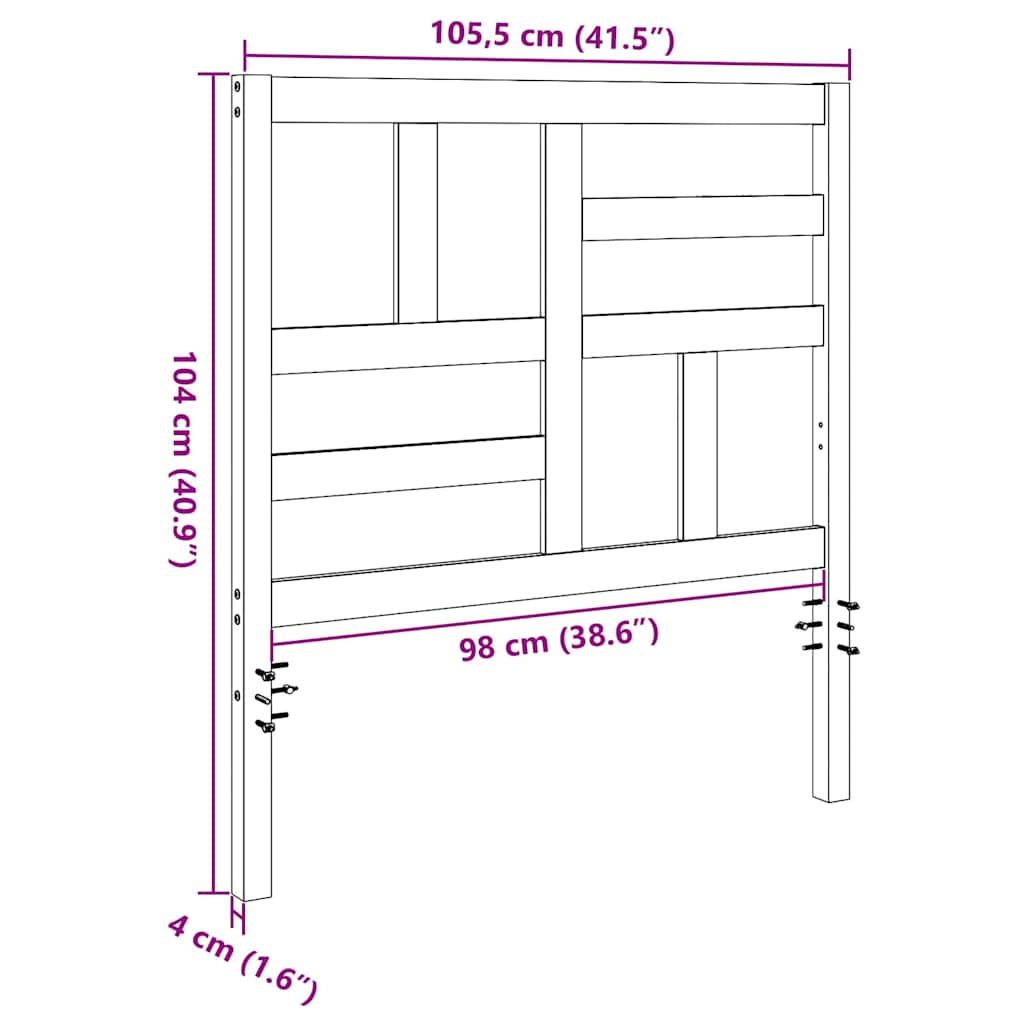 Bed Headboard Wax Brown 105.5 x 4 x 104 cm Solid Pine Wood