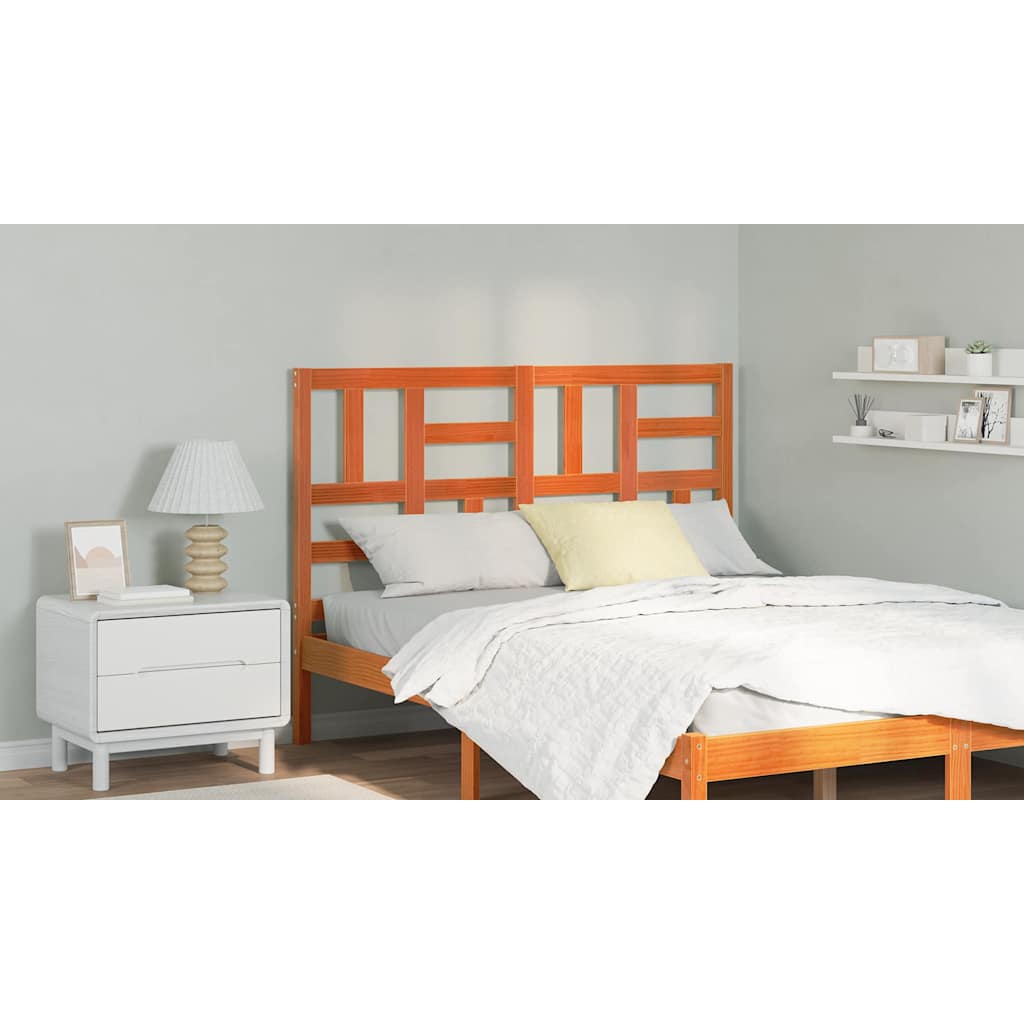 Bed Headboard Wax Brown 145.5 x 4 x 104 cm Solid Pine Wood