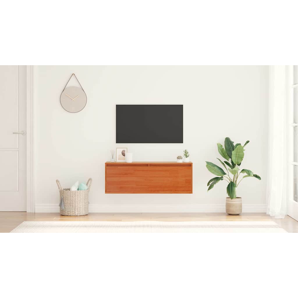 Wall Cabinet Wax Brown 100 x 30 x 35 cm Solid Pine Wood