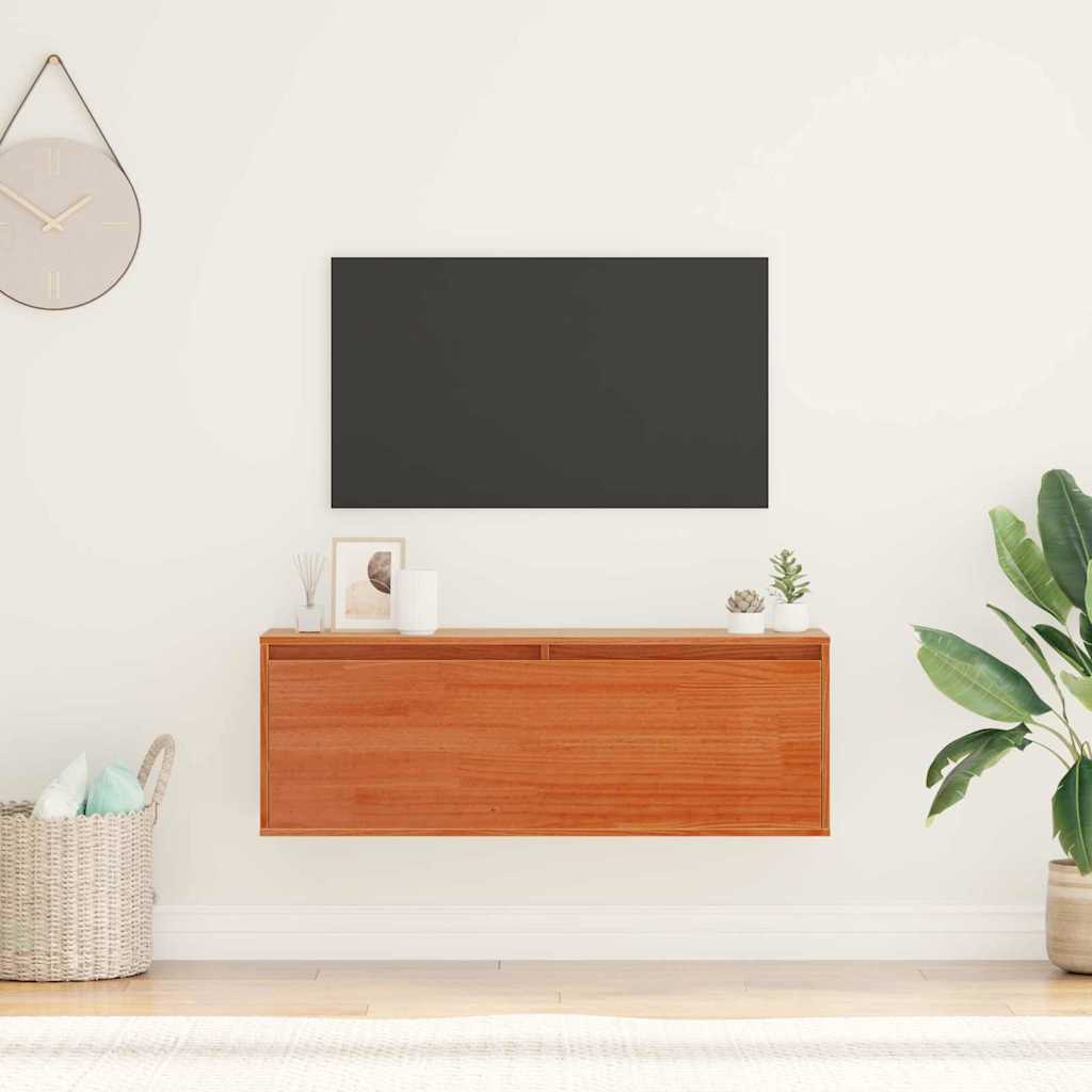 Wall Cabinet Wax Brown 100 x 30 x 35 cm Solid Pine Wood