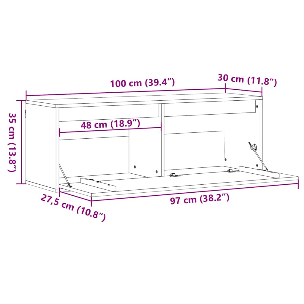 Wall Cabinet Wax Brown 100 x 30 x 35 cm Solid Pine Wood