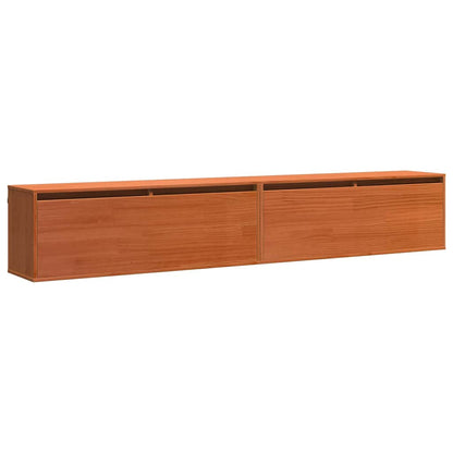 Wall Cabinet with Shelf Wall-mounted Wax Brown Solid Pine Wood