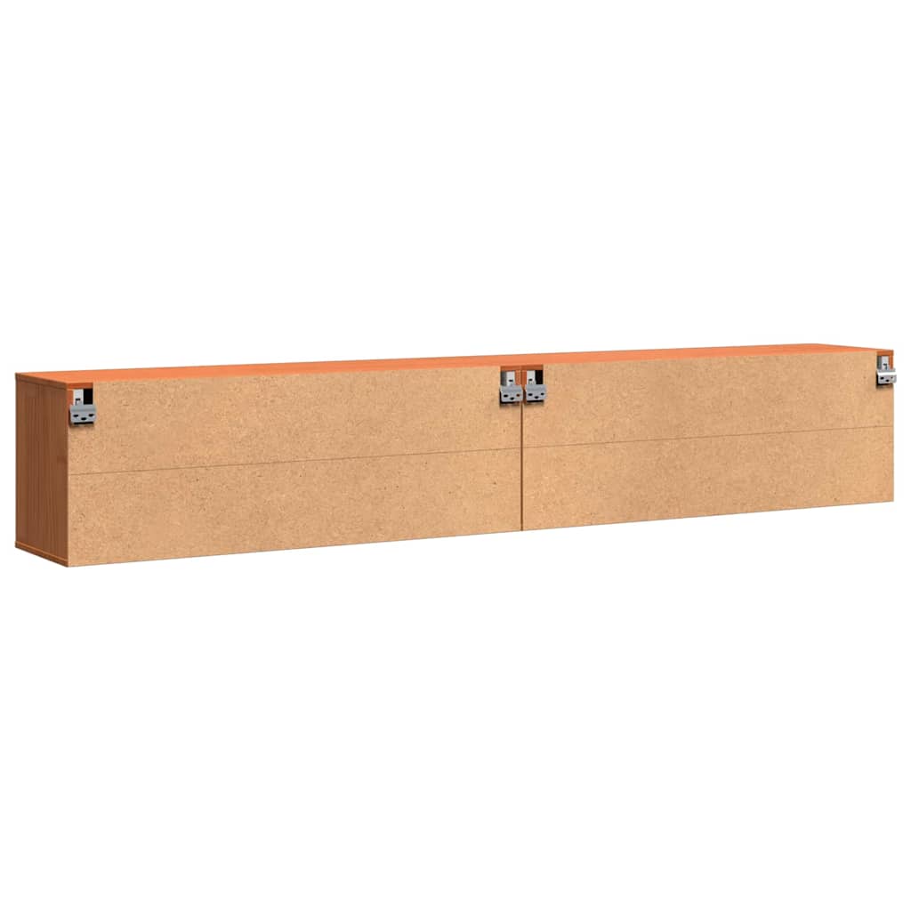 Wall Cabinet with Shelf Wall-mounted Wax Brown Solid Pine Wood
