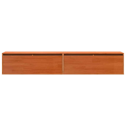 Wall Cabinet with Shelf Wall-mounted Wax Brown Solid Pine Wood