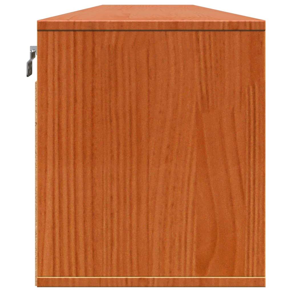 Wall Cabinet with Shelf Wall-mounted Wax Brown Solid Pine Wood