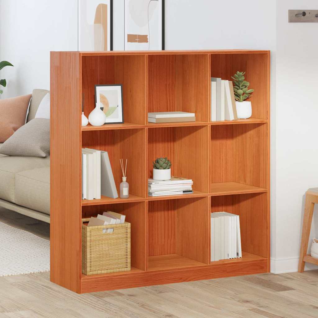 Book Cabinet Wax Brown 104 x 33 x 110 cm Solid Pine Wood