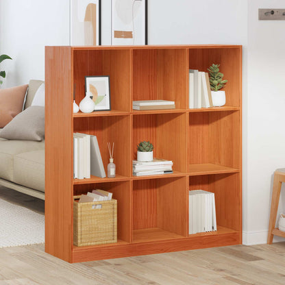 Book Cabinet Wax Brown 104 x 33 x 110 cm Solid Pine Wood