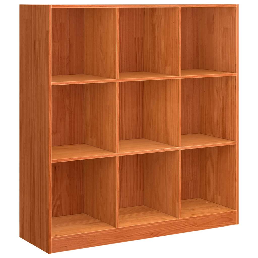 Book Cabinet Wax Brown 104 x 33 x 110 cm Solid Pine Wood