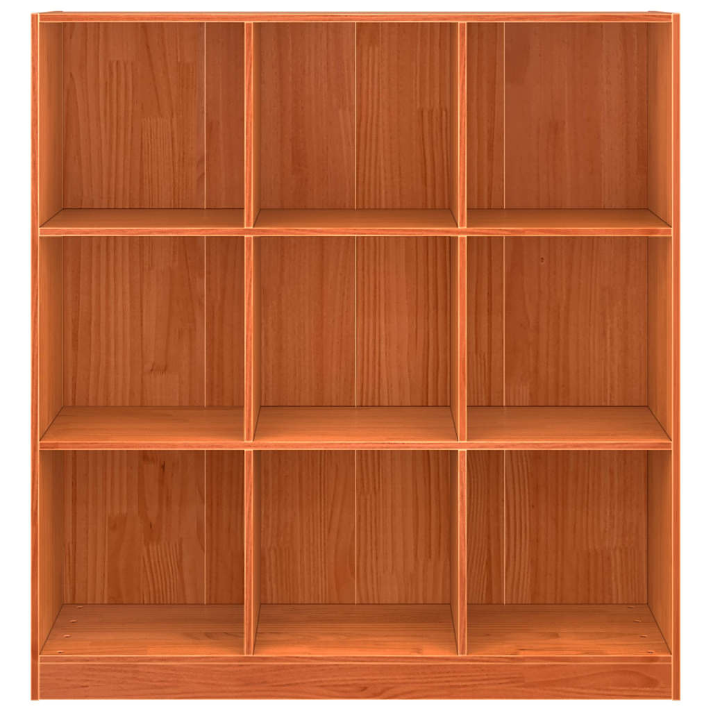 Book Cabinet Wax Brown 104 x 33 x 110 cm Solid Pine Wood