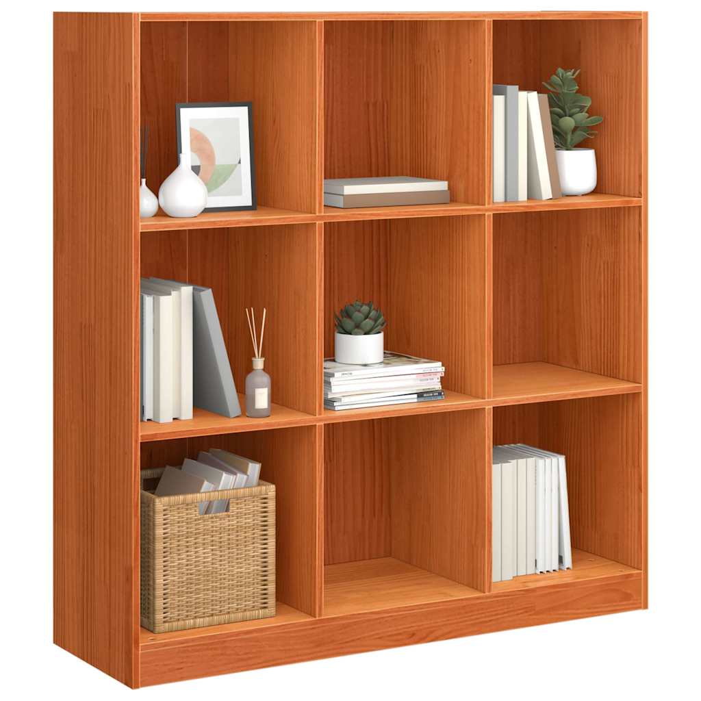 Book Cabinet Wax Brown 104 x 33 x 110 cm Solid Pine Wood