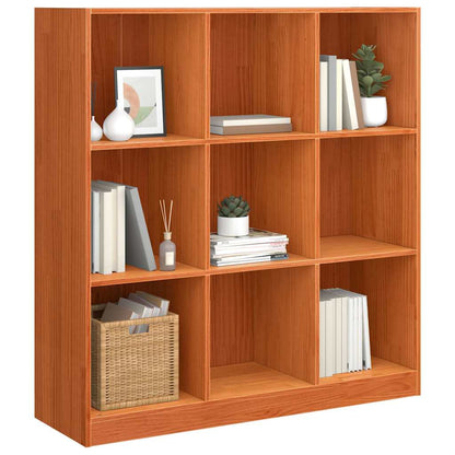 Book Cabinet Wax Brown 104 x 33 x 110 cm Solid Pine Wood