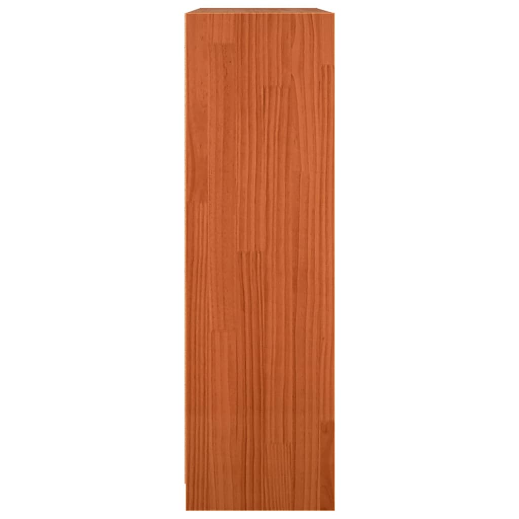 Book Cabinet Wax Brown 104 x 33 x 110 cm Solid Pine Wood
