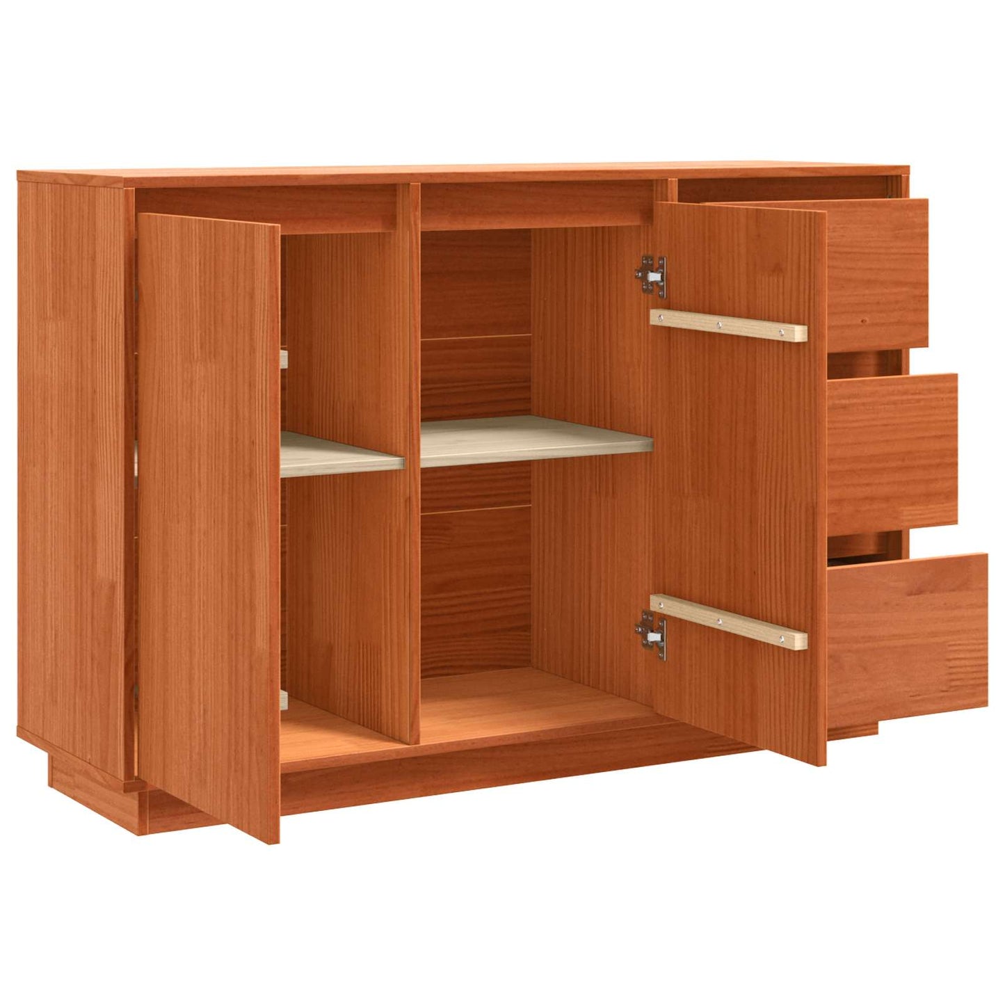 Sideboard Brown Oak 111 x 34 x 75 cm Solid Pine Wood