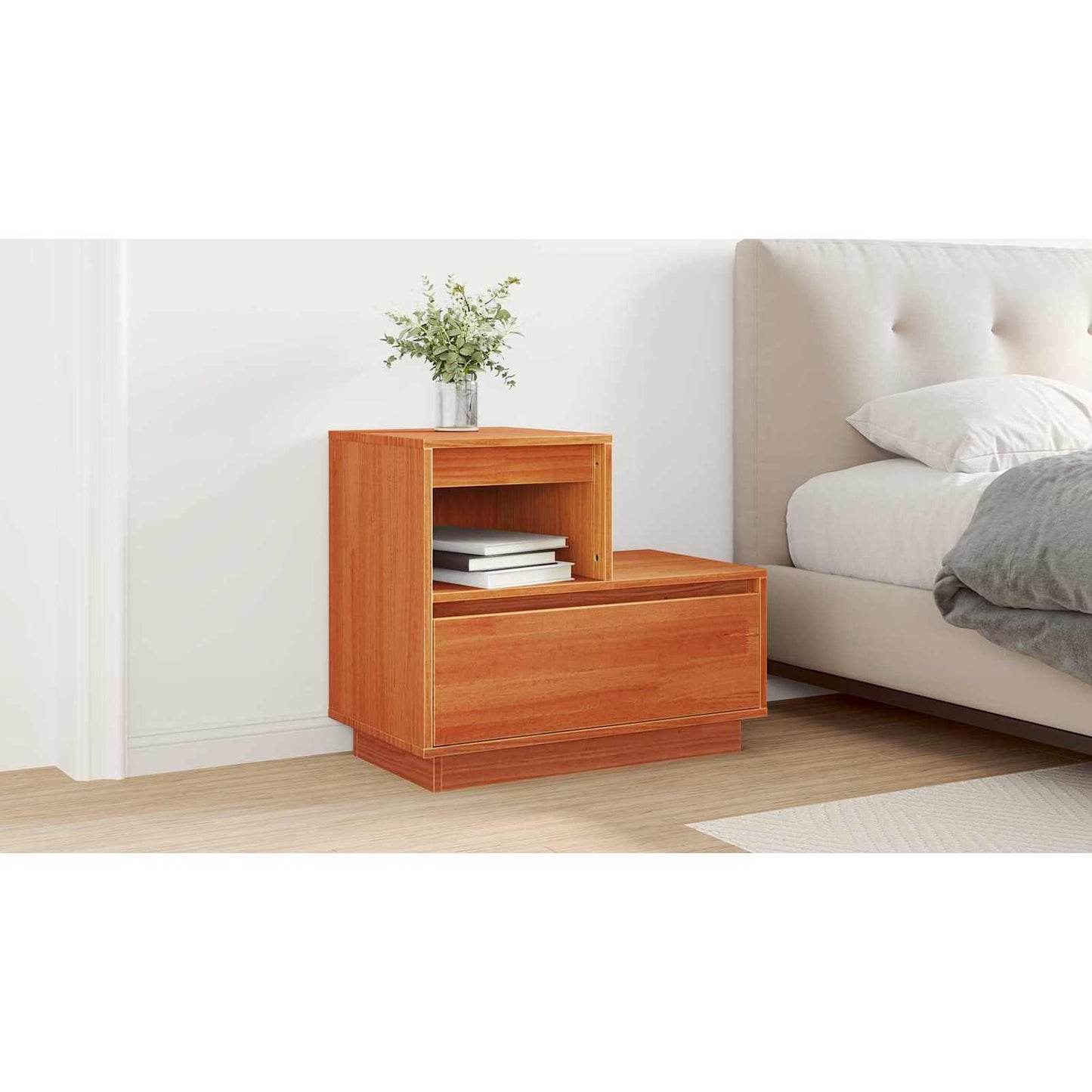 Bedside Cabinet Wax Brown 60 x 34 x 51 cm Engineered Wood