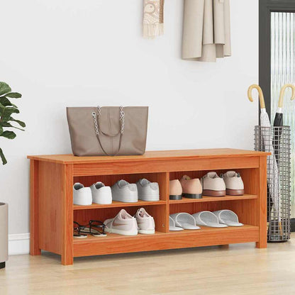 Storage Bench Wax Brown 110 x 38 x 45.5 cm Solid Pine Wood