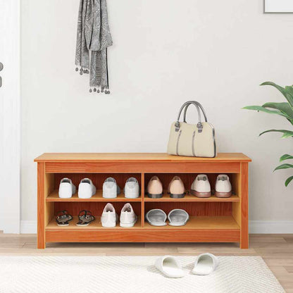 Storage Bench Wax Brown 110 x 38 x 45.5 cm Solid Pine Wood