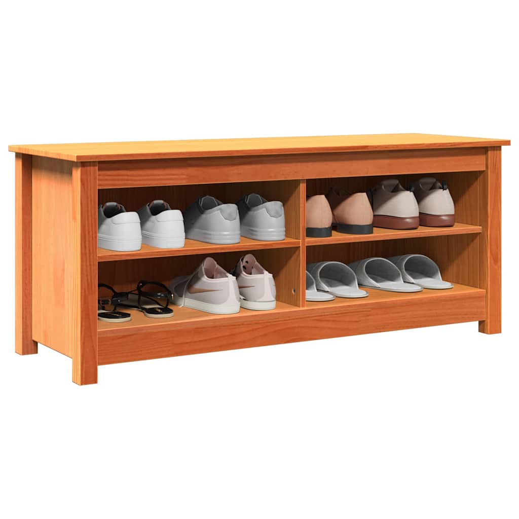 Storage Bench Wax Brown 110 x 38 x 45.5 cm Solid Pine Wood
