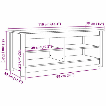 Storage Bench Wax Brown 110 x 38 x 45.5 cm Solid Pine Wood