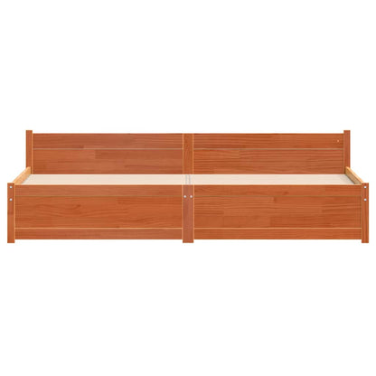 Bed Frame Wax Brown 205.5 x 205.5 x 51 cm Solid Pine Wood